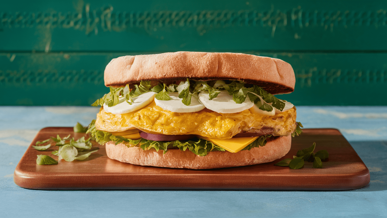 Breakfast BMT Egg White & Cheese Omelet Sandwich on Flatbread (6")